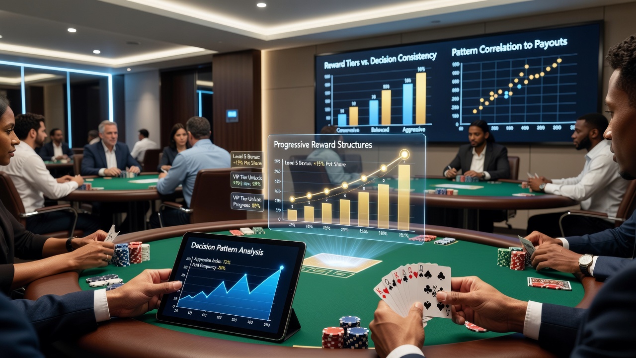Analyse von Spielerentscheidungen und Belohnungsfortschritt in regulierten Poker-Netzwerken