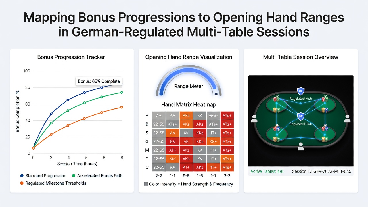 Diagramm zur Abbildung von Bonusprogressionen auf Hand-Ranges während Multi-Table-Poker
