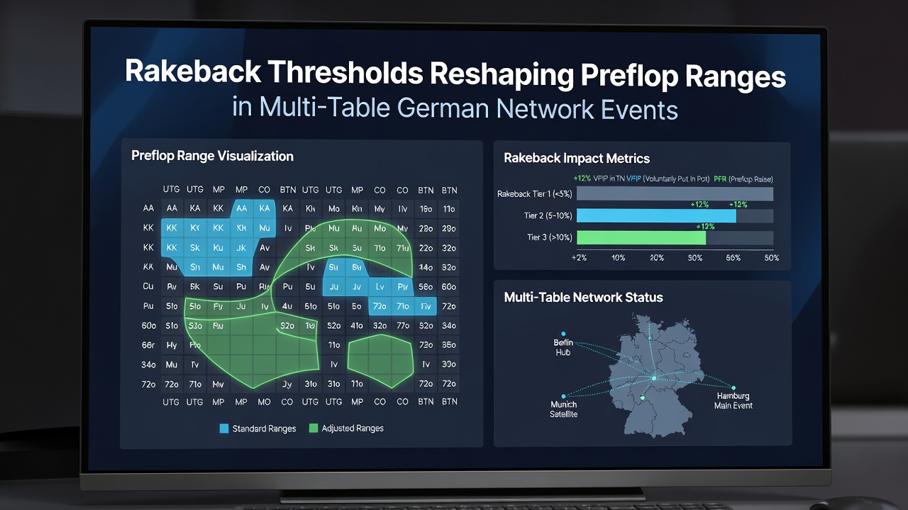 Darstellung von Preflop-Range-Anpassungen in Multi-Table-Poker-Events unter Berücksichtigung von Rakeback-Schwellenwerten
